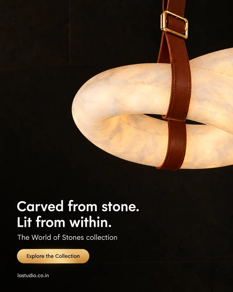 Carved from stone, Light Art Studio static ad