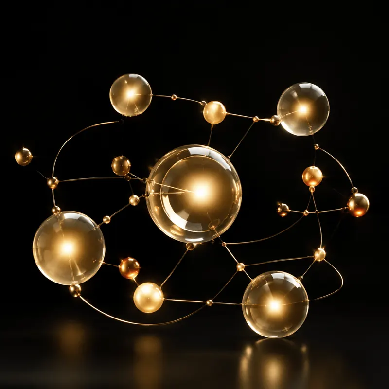 Gold orbs, AI image