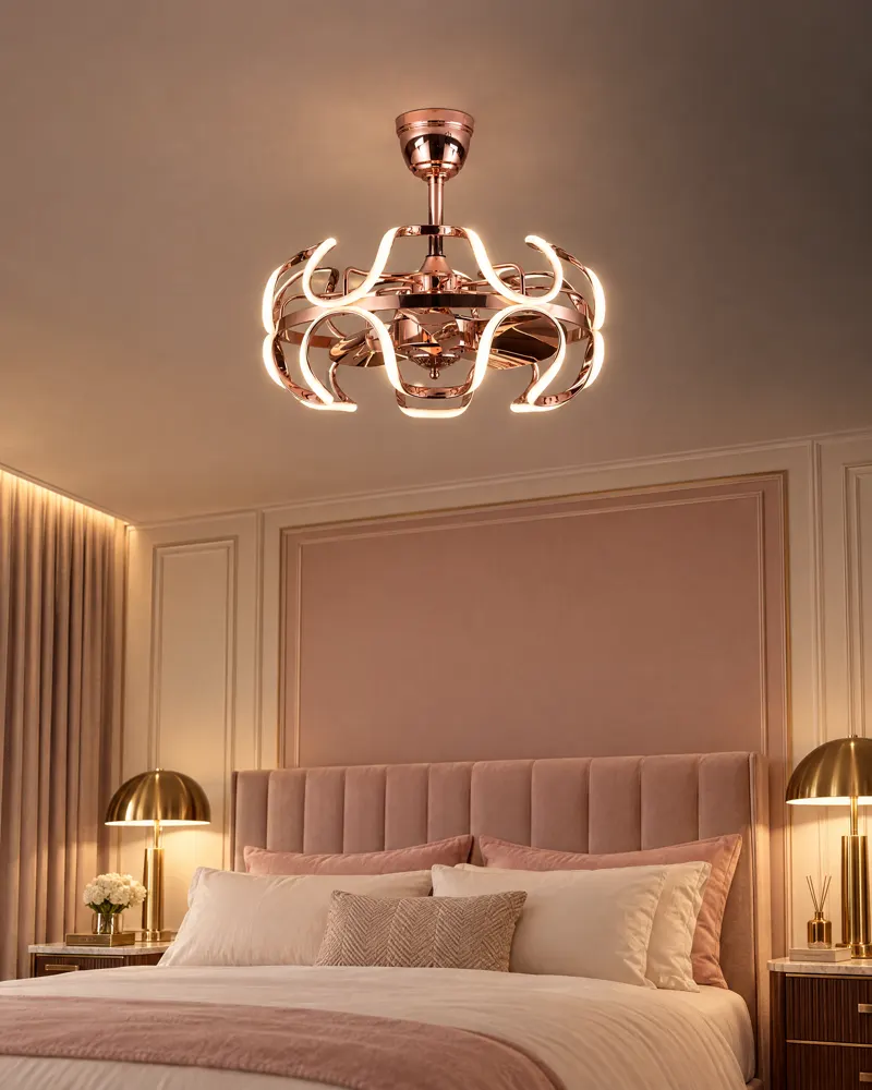 Bedroom, rose gold, AI image