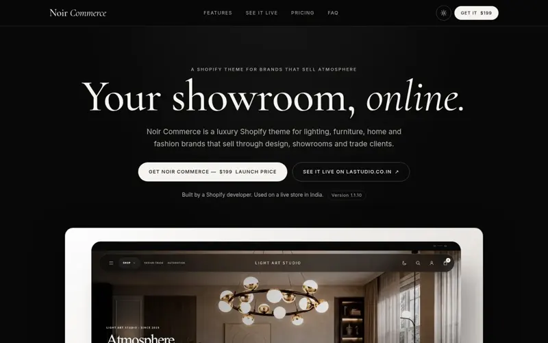 Noir Commerce · Homepage